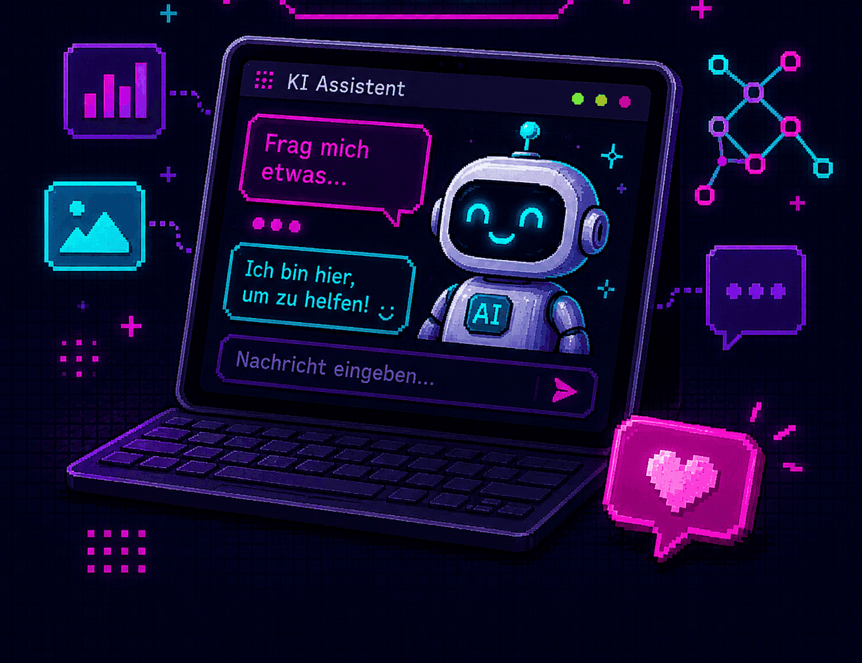 Pixel-Illustration zur Themenwelt KI