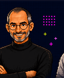 Pixel-Porträt von Steve Jobs